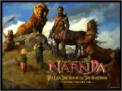 centaur, dzieci, lew, The Chronicles Of Narnia, napis